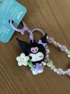 サンリオ　クロミのストラップ ビーズ付き　キーホルダー　バッグチャーム