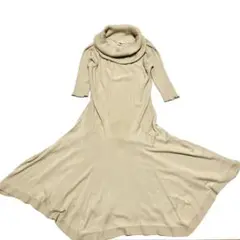 ✨美品✨HIROKO BISベージュ ハイネック ニットロングワンピース