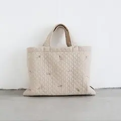 PUPPAPUPO イブル　トートバッグ　グレージュ　チューリップ刺繍