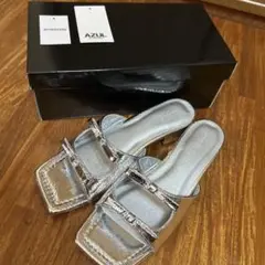 AZUL ダブルリボンスクエアトゥサンダル