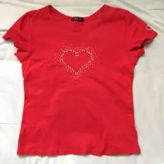 レディース　CDS BASIC 半袖Tシャツ カットソー　赤　レッド　ハート柄