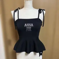 新品　アナスイ×リリーブラウン　キャミソール　肩紐リボン　黒