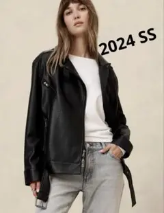 定価2.5万 2024SS☆BANANA REPUBLICライダースジャケット黒