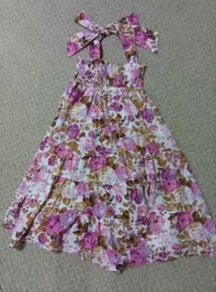 眩しい鮮やかお花柄✿　サンドレス　 かわいい♡　着回しできる　暑い夏にぴったり