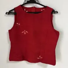 着物　リメイク 赤　タンクトップ　ノースリーブ