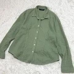 美品★YACCO MARICARD 綿100% 総ピンタック　ミドリ　切替