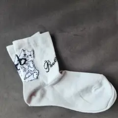 猫柄　レディースソックス 薄グレー