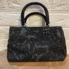 イギリス製 ビーズ刺繍 パーティーバッグ フォーマル ブラック 黒 冠婚葬祭