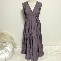 【新品】GRLリボン付きVネックノースリーブティアードワンピース[k8975a]