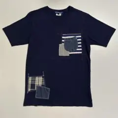 JUNYA WATANABE MAN 半袖Tシャツ パッチワーク ネイビー M