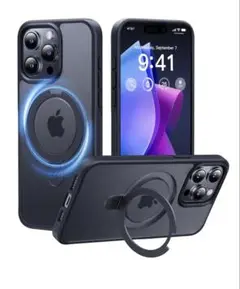 CASEKOO iPhone 15 Pro 用 ケース 黒　ストラップホール