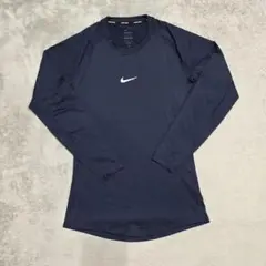 NIKE　ナイキ　コンプレッションインナー　長袖　L　ネイビー　ロゴ