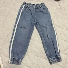 美品！デニムブルー サイドストライプ ロングパンツ