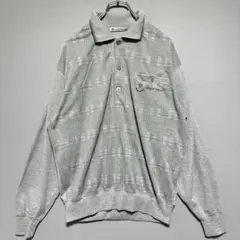 ノースフィールドスポーツ　ゴルフ　美品　グレー チェック柄 長袖ポロシャツ　LL
