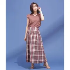 新品ナノ・ユニバース　カラーマドラススカート38
