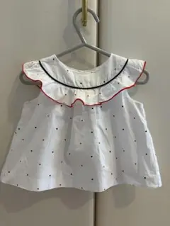 Jacadi ジャカディ フリル付きドットブラウス　 74cm 12M