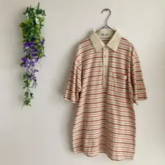 【Jack Spicklaus 】美品　べージュ×赤ストライプ ポロシャツ【L】