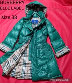 BURBERRY BLUE LABEL ベルト付き ダウンコート ノバチェック