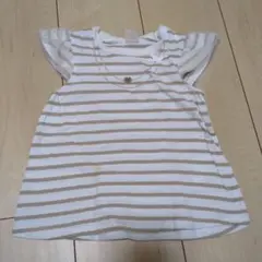 petit main ストライプフリル袖Tシャツ 90