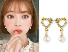 真珠 パールピアス 花柄 ハート型ピアス 蝶々 韓国 キラキラ ゴールド
