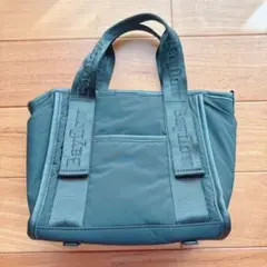 美品 ☆BAYFLOW ペットボトルも入るロゴ刺繍テープトートショルダーバッグ黒