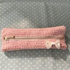 筆箱　ふでばこ　ペンケース　ピンク　キラキラ　リボン　ピンク　ベージュ　ふわふわ