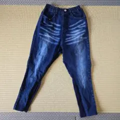 【ラットエフェクト】デニムサルエルパンツ ストレッチデニム 140cm ヒゲ加工