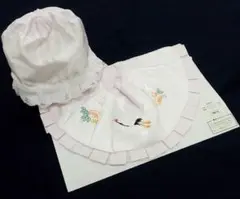 新品 お宮参り 帽子・ よだれかけフードセット (ピンク)
