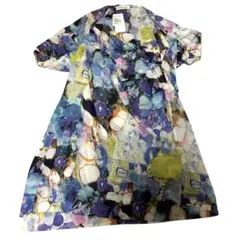 美品、タグ付き⭐︎SanDomenico 変形ワンピース　総柄　マルチカラー　L
