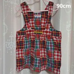【used】 miki HOUSE チェック柄 ジャンバースカート 90cm