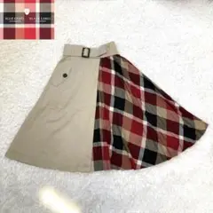 ブルーレーベル クレストブリッジ チェック ドッキング スカート プリーツ