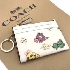 【COACH☆新品】新作!ミニ スキニー ID ケース!フローラル!ホワイト!