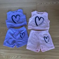 SHEIN ハートプリント ノースリーブセット 5Y