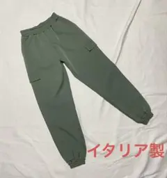 オリーブグリーン ジョガーパンツ サイドポケット付き