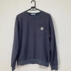 カーハート　ネイビー　長袖　スエット　L 胸　ポケット付き