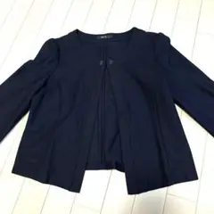 コムサ ネイビー ノーカラージャケット 七分 L