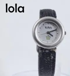 lola シルバー文字盤 レディース クォーツ腕時計 ブラックベルトー