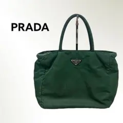 PRADA プラダ 三角ロゴプレート ナイロン ハンドバッグ 緑 グリーン