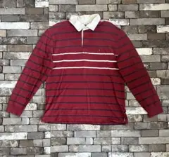 Tommy Hilfiger 長袖ポロシャツ 赤/白/青ストライプ
