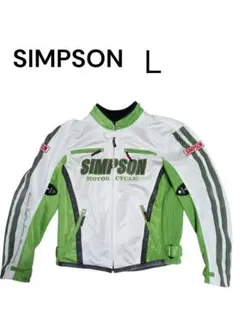 SIMPSOM メッシュバイクジャケット Lプロテクター背中取外し可 ホワイト系