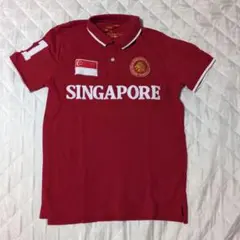 マーライオン シンガポール国旗刺繍ポロシャツ S ほぼ未使用