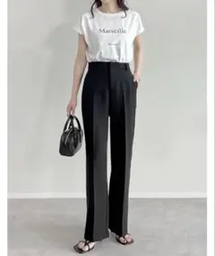 【Re:EDIT】カットツイルセンタープレスカラースラックス パンツ SC 黒
