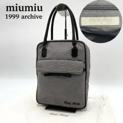 希少 miu miu アーカイブ ハンドバッグ リボン ロゴ レザー 手提げ