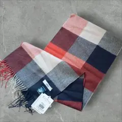 新品未使用⭐️洗えるカシミヤ　ワインレッド チェック柄 マフラー　タケオキクチ