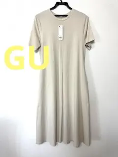 [新品] GU カットソーワンピース M ナチュラル