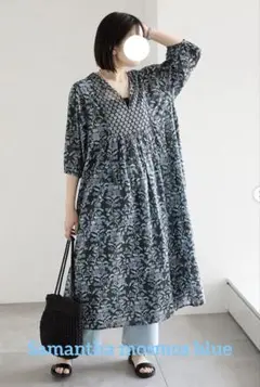 Made in India 花柄ワンピース　ブラック　サマンサモスモスブルー