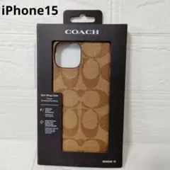 新品　COACH　iPhone 15 ケース　スマホケース　シグネチャー　茶色
