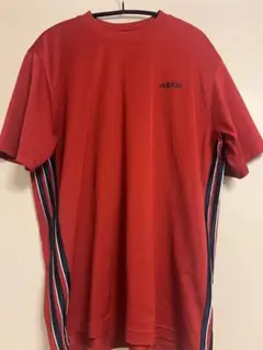 adidas レッド Tシャツ サイドストライプ