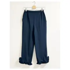 m282_IENA 美品✨23AW☘️P/Vストレッチ フリルパンツ ネイビー