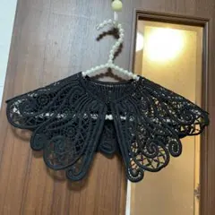 新品未使用黒のレース編みつけ襟